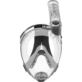 Cressi Duke Full Face Snorkel Dry Mask - Available in Standard Version or with Action Cam Holder, Adult Unisex, Clear/Silver, M/L
