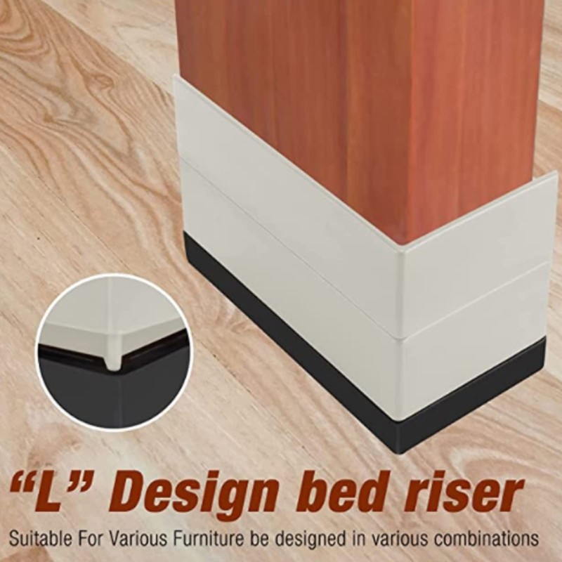 Omabeta 4PCS L Shape Rectangular Furniture Risers with Smooth Corners