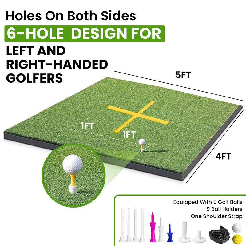 Golf Hitting Mat 5x4ft, Golf Mats Practice Outdoor 21mm Artificial