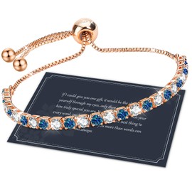 Bracelets for Womens Tennis Bracelet for Women Rose Gold Bracelet for Women Crystal Adjustable Bracelet Women Bracelet Diamond Bracelet for Women,Ladies Jewellery,Blue Bracelet,Birthday Xmas Gifts
