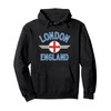 London England Flag Circle Blue Text Pullover Hoodie