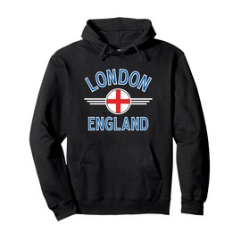 London England Flag Circle Blue Text Pullover Hoodie