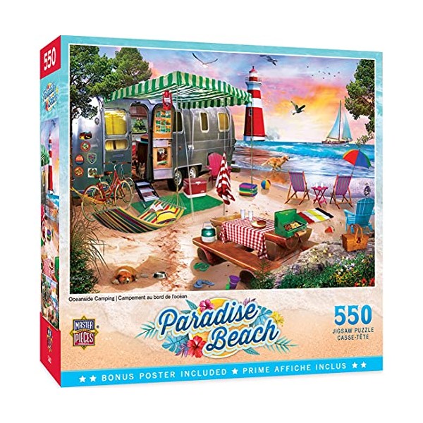 MasterPieces Paradise Beach Puzzles Collection - Oceanside Camping 550 Piece Jigsaw Puzzle