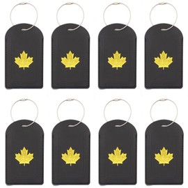 8-Pack Luggage Tag, PU Leather Canadian Flag Suitcase Tags with Privacy Cover&Stainless Steel Loop, Luggage Tag Labels Card, Baggage Tags Travel