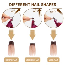 ZUYIST Pack of 2 Nail Clippers Gel Nails with Magnets Sizer, Stainless Steel Professional Nail Cutter, Nail Clipper for Artificial Nails, Manicure Tip Cutter Black and Pink, for Acrylic Gel