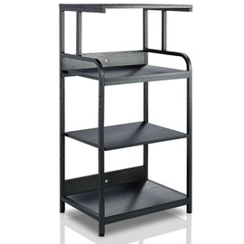jarrvz 4 Tier Printer Stand with Wheels Printer Table, Multipurpose Office and Home Storage Rack, Removable and Fixed Printer Stand for Fax Machine, Scanner, Roller Cart Stand Black