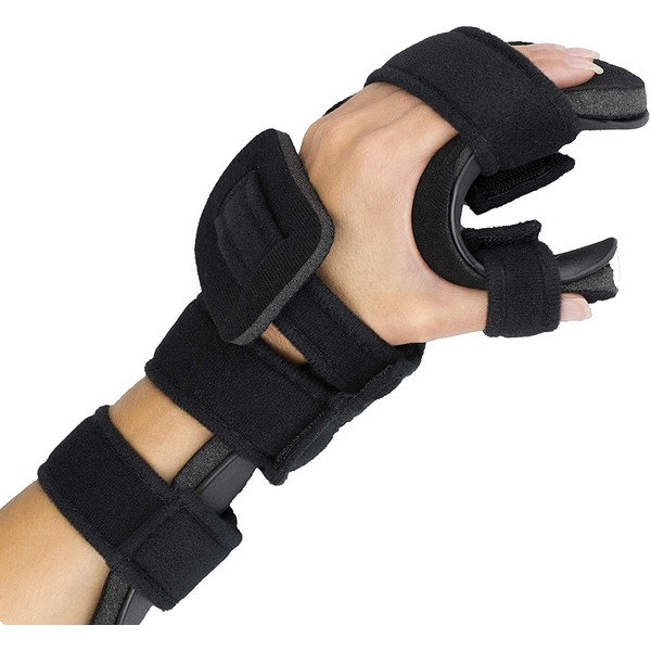 Stroke Hand Splint- Soft Resting Hand Splint for Flexion Contractures, Comfortably Stretch and Rest Hands for Long Term Ease with Functional Hand Splint, an American Heritage Industries (Left, Medium)