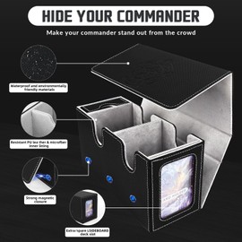 QUOTRE Card Holder Box for up to 380+ Cards, Deck Box with 6 Dividers, Magnetic Flip Magic Deck Holder for Trading Cards, Compatible with MTG TCG (Black/White)