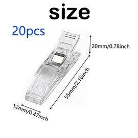 Large Sewing Clips, 20 Pcs Quilting Crafting Clips Temporary Window Blinds Shades Clips Transparent Fabric Clips Multipurpose Quilting Clips Craft Clips for Art Craft DIY Supplies, Clear
