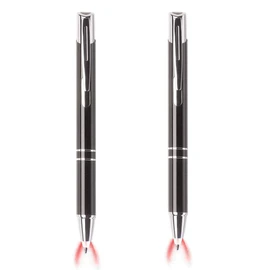GS GLOWSEEN Lighted tip Penlight,LED Ballpoint Flashlight Writing Pens for Night Writer - 2 PK (Red Light)