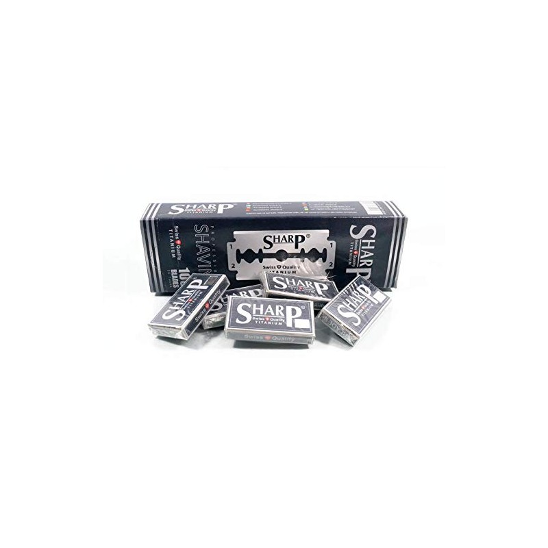 Sharp Titanium Double Edge Razor Blades for Men, Pack of