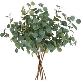 5 Tallos de Eucalipto Artificial, 60 cm Ramas Artificiales Decoracion, Follaje Artificial para Florero, Adecuadas para Bodas, Mesas de Comedor,...    
