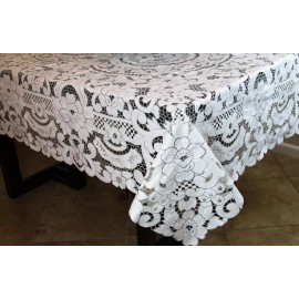 Grantlinen Rectangle Polyester Embroidered Embroidery Cutwork Tablecloth 8 Napkins 72x90"