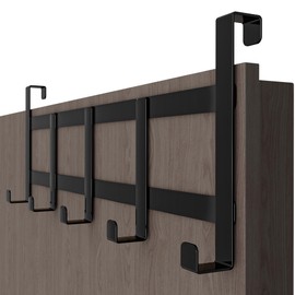 Menz Door Coat Rack, Stainless Steel - Black Door Coat Rack for Hanging as Space-saving Coat Hook Door - Universal Door Hook Rail for Hanging, Sturdy Door Hooks for Hanging