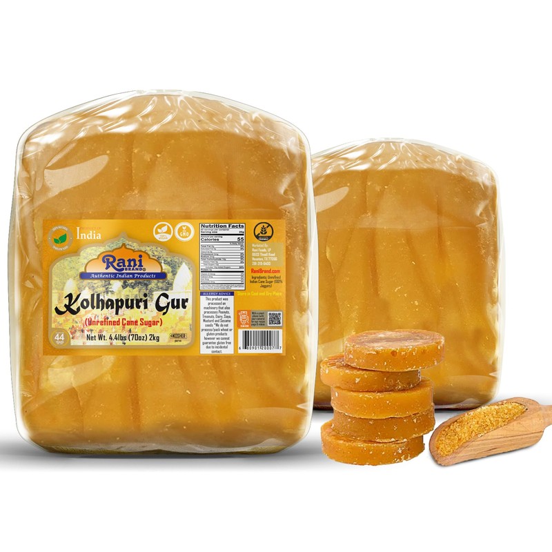 Rani Kolhapuri Gur (Jaggery) 70oz (4.4lbs) 2kg ~ Unrefined Cane