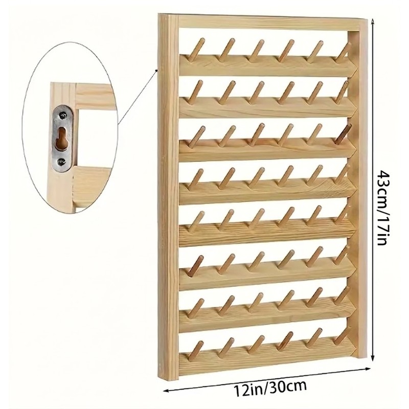 54 Spools Wooden Thread Rack & Wall Organizer for Sewing