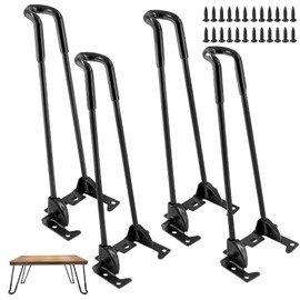 QJYKIONE 4Pcs Foldable Hairpin Legs, 13 Inch Folding Metal Black Heavy Duty Furniture Legs for Home DIY Projects, Bench, Coffee Laptop Table, Mini Computer Desk, Easy Install Table Leg-13 inh/320m