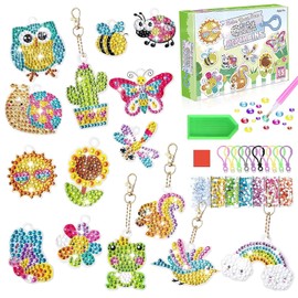 15 Pcs Artes y Manualidades para Niñas Niños,Llaveros de Kit Artesanía DIY,kits de pintura de diamantes 5D,kits de bricolaje para niñas,Juguetes para Niñas 3 a 5 años, 4 a 8 años, 8 a 12 y 10 a 12 años (Sol)
