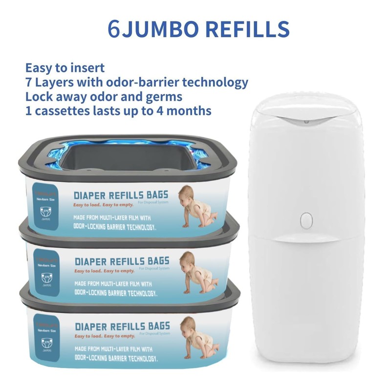 Standard Square Refills Disposal Bags Refill Compatible with Genie Diaper