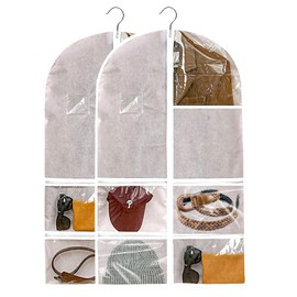 Garment Bag Zip, Garment Bags Pack of 2, Transparent Clothes Cover for Organising Clothes Storage, Dustproof Clothes Protection, Suitable for Suits, Coats, Hats, 60 x 100 cm, White