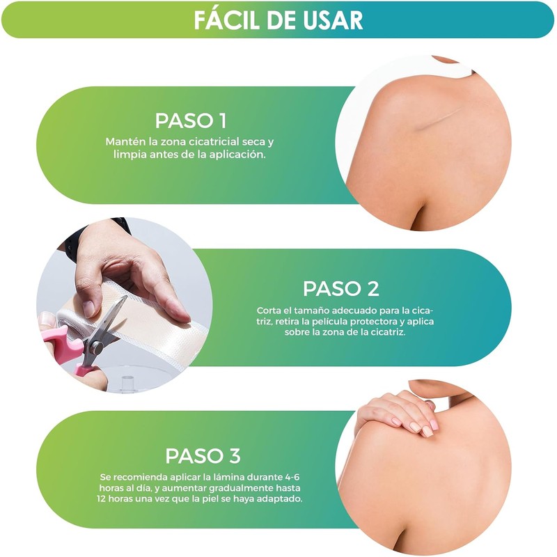 Parches de Silicona para Cicatrices, Láminas de Silicona Reutilizables para
