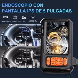 MUKEAO Cámara Endoscopio Industrial, Boroscopio 1080p, Pantalla IPS 4.3'' HD, 5m, 8 Leds, IP67, Cable Semirrígido para Inspección de Tuberías, Reparación Automotriz y Uso Industrial