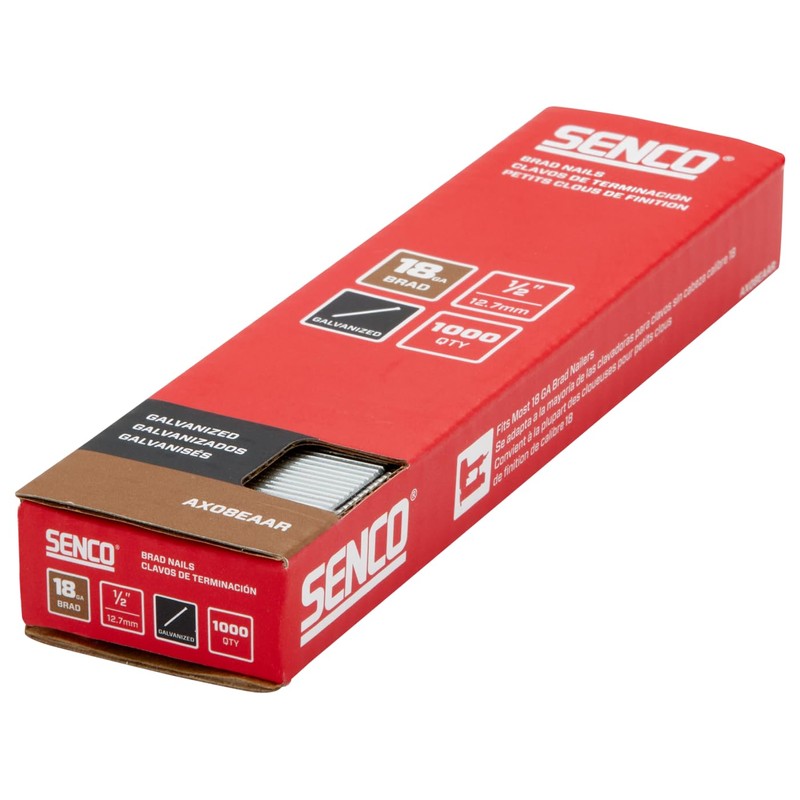 SENCO AX08EAAR 1/2" 18 Gauge Brad Nails, Galvanized Finish 1,000