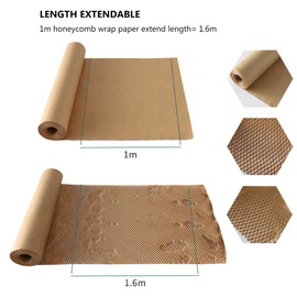 RINGSUN Honeycomb Bubble Wrap Roll, 30 * 1000cm Cushion Packing Wrap for Secure Moving Shipping, Recyclable Paper Bubble Wrap Perfect for Fragile Protection