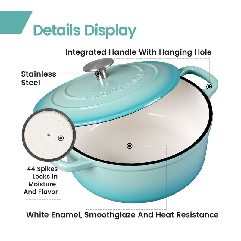 EDGING CASTING Enameled Cast Iron Covered 5.5 Quart Dutch Oven