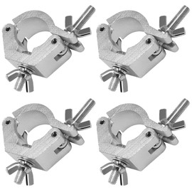 WECAN Stage Lighting & Accessories, Aluminum C Clamp, Heavy Duty Scaffolding Brackets, Adjustable from 1.18-1.38" (30-35mm) for Stage Lighting (4 Pack, Silver)
