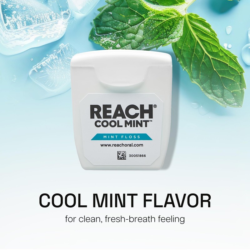 REACH Cool Mint Dental Floss, Fresh Mint, Plaque Remover for