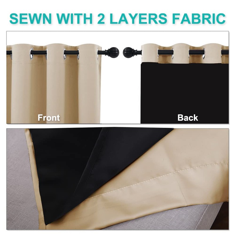 NICETOWN Thermal Insulated 100% Blackout Curtains, Noise Reducing Performance Slider