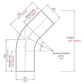 Podavelle Podavelle 45 Degree Elbow 3.5 Inch 89mm OD Aluminum Intercooler Pipe Piping Air Intake Tube 1.5D Radius, Brushed Finish, Pack of 2