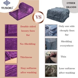 YUSOKI Luxury Faux Fur Twin XL Blanket,Decorative Soft Fuzzy Fluffy Cozy Blanket Plush Furry Comfy Warm Blanket for Couch Bed Chair Sofa Women Teen Girls Men Gift(Purple,63"x90")