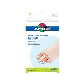 MASTER AID Footcare Dita - Protezione Dita - Protezione Tubolare per le Dita di Piedi e Mani - Lavabile e Riutilizzabile - Formato Large - 1 Confezione da 2 Pezzi - 75mm - Diametro 25mm