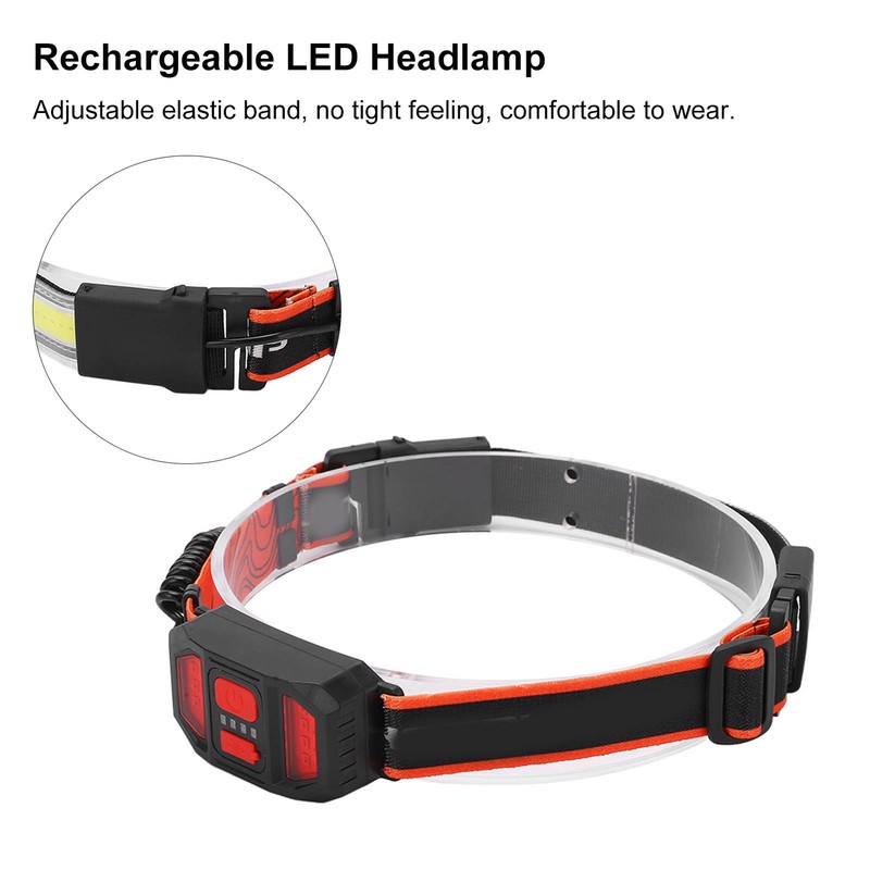 USB Rechargeable LED Headlamp Waterproof Outdoor Red Light Warning Head