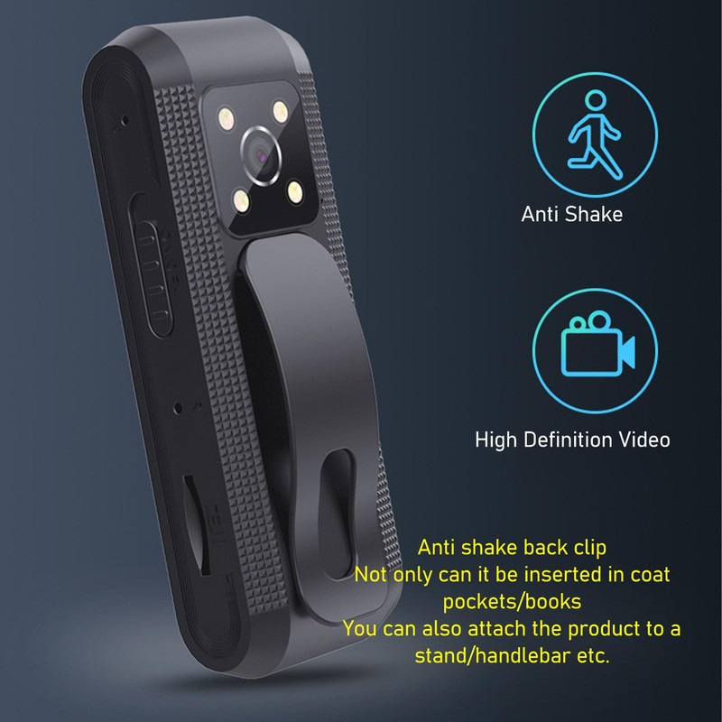 1080P HD Back Clip Camera, Portable Camera with Night Vision