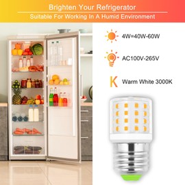 ZHENMING LED Fridge Light Bulb 4W kei d34l Refrigerator Bulb ac100-265v 3.5w 40Watt Equivalent, E26 Medium Base Warm White 3000K A15 Appliance Bulb, 1 Pack