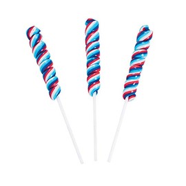 Patriotic Red, White and Blue Twist Pops (24 Cherry suckers) Fourth of July Candy
