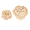 F Fityle 4Pcs Wood Carved Applique Onlay Rose Flower Carving