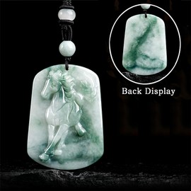 Xgimas Hand-Carved Horse Natural Jade Pendant Necklaces for Men Women, Zodiac Amulet Healing Stone Choker Necklaces for Jewelry Gifts