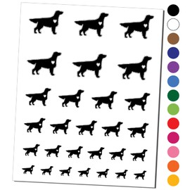 Flat-Coated Retriever Dog with Heart Temporary Tattoo Water Resistant Fake Body Art Set Collection - Black (One Sheet)