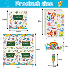 Wentsent First Day of School Decoration, 40 Pieces Napkins First Day of School + 100 Pieces Confetti Stickers School Sugar Bags ABC 123 Set, School Child Decoration First Day of School Table