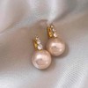 HUGE TOMATO Diamond Pearl Drop Earrings with Crystal Hoop with