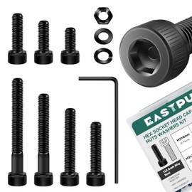 EASTPUK 550Pcs M3 Screw Assortment Kit, M3 x 8/10/12/16/20/25/30mm Grade 12.9 Carbon Steel Metric Hex Socket Head Screws Nuts and Flat Washers, Black Machine Screw Assortment Kit for 3D Printing