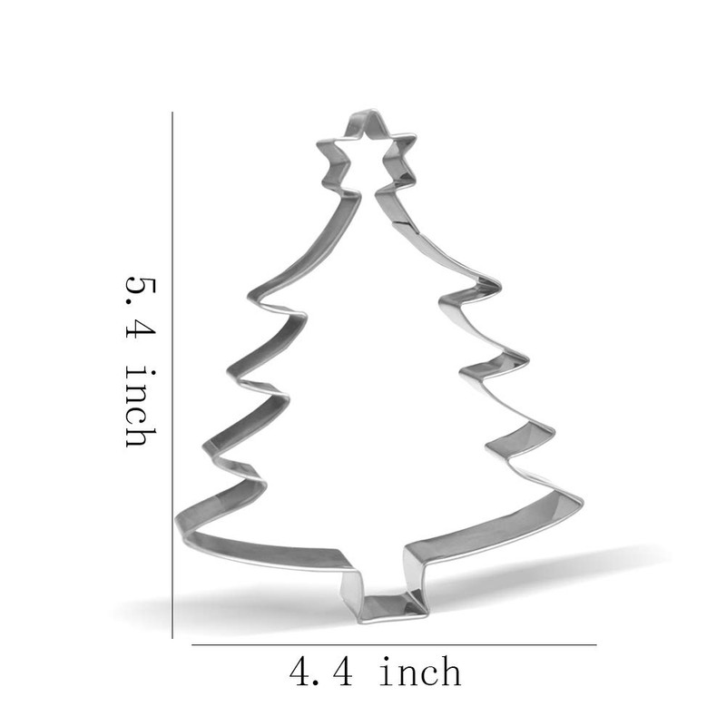 5.4 inch Christmas Tree with Star Cookie Cutter - Stainless