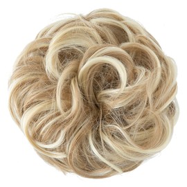 JJstar Hairpiece with Elastic Band, Large Bun Hairpiece, Blonde Curly Hair Scrunchie with Hair, Updo Hairstyles, Hair Extensions, Messy Bun Hairpieces for Women, Girls, Ponytail (Dirty Blonde)