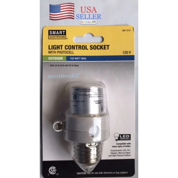 Smart Electrician Automatic On/Off Photocell Light Socket Dusk to Dawn