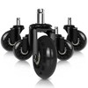 Hirate 2.5" Office Chair Caster Replacement Set of 5 Rubber Casters Plug-in 11x22mm Durable Rolling Universal Protect Hardwood Floors and Carpet, Black
