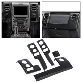 G-PLUS Center Console Dashboard Panel Cover Trim Bezels Compatible with Ford F150 2009-2014 Black Carbon Fiber